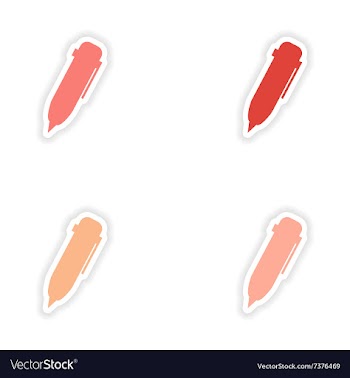 Assembly realistic sticker design on paper pen vector image
