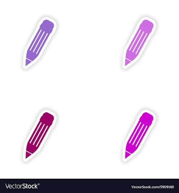 Assembly realistic sticker design on paper pencil vector image