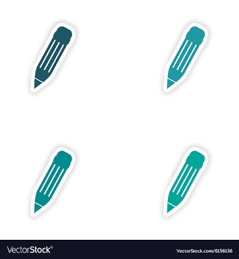 Assembly realistic sticker design on paper pencil vector image