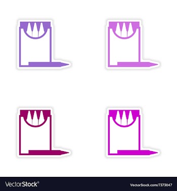 Assembly realistic sticker design on paper pencil vector image