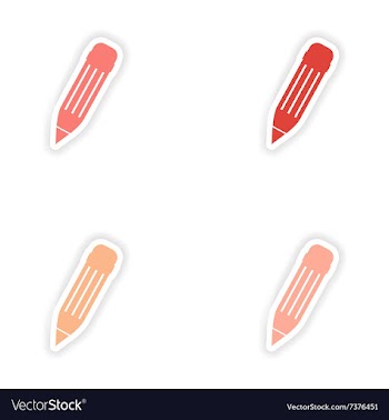 Assembly realistic sticker design on paper pencil vector image