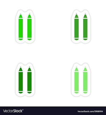 Assembly realistic sticker design on paper pens vector image