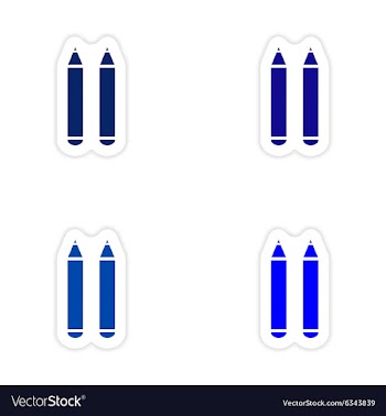 Assembly realistic sticker design on paper pens vector image