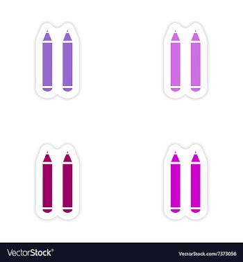 Assembly realistic sticker design on paper pens vector image