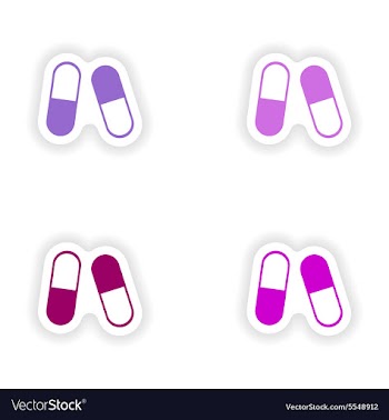 Assembly realistic sticker design on paper pills vector image