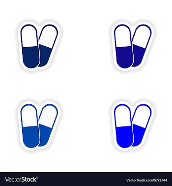 Assembly realistic sticker design on paper pills vector image