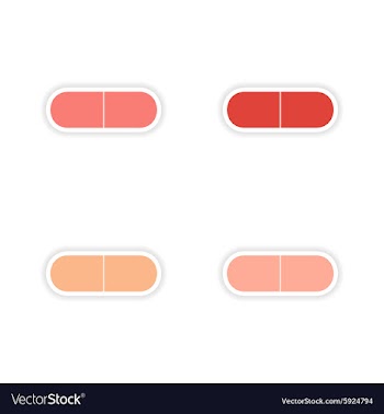 Assembly realistic sticker design on paper pills vector image