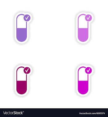 Assembly realistic sticker design on paper pills vector image