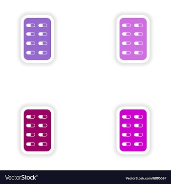 Assembly realistic sticker design on paper pills vector image
