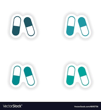Assembly realistic sticker design on paper pills vector image