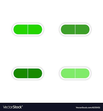 Assembly realistic sticker design on paper pills vector image