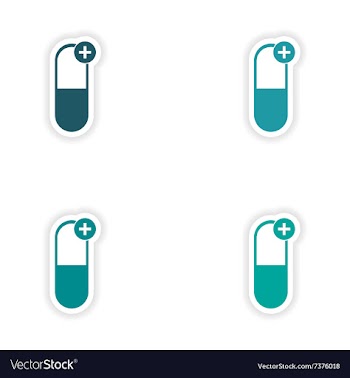 Assembly realistic sticker design on paper pills vector image