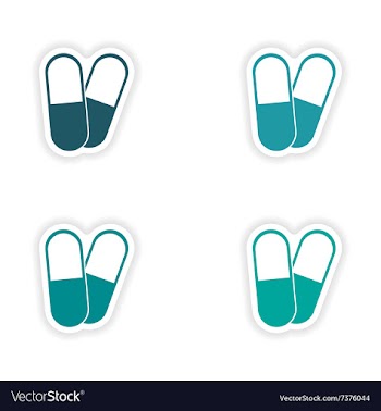 Assembly realistic sticker design on paper pills vector image