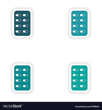 Assembly realistic sticker design on paper pills vector image