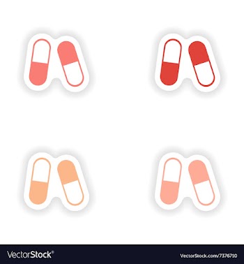 Assembly realistic sticker design on paper pills vector image