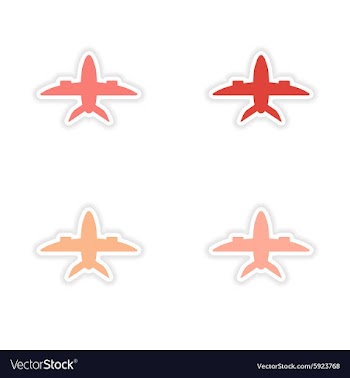 Assembly realistic sticker design on paper planes vector image