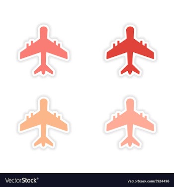 Assembly realistic sticker design on paper planes vector image