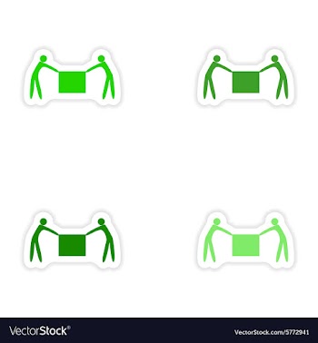 Assembly realistic sticker design on paper porters vector image