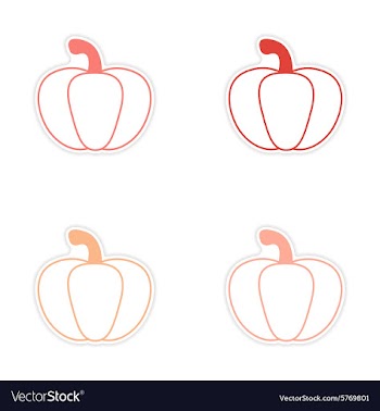 Assembly realistic sticker design on paper pumpkin vector image