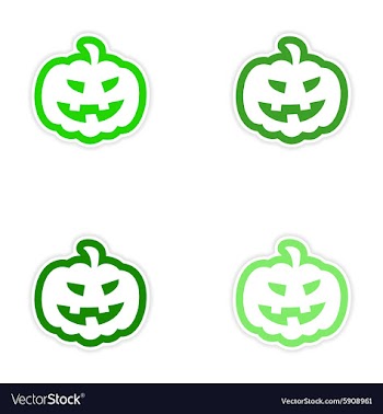 Assembly realistic sticker design on paper pumpkin vector image