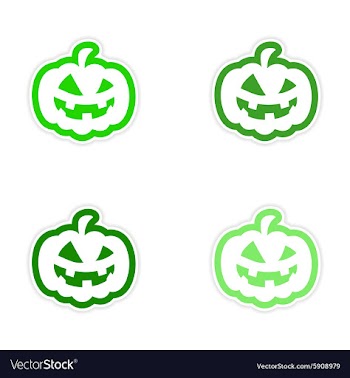 Assembly realistic sticker design on paper pumpkin vector image