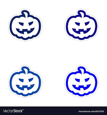 Assembly realistic sticker design on paper pumpkin vector image