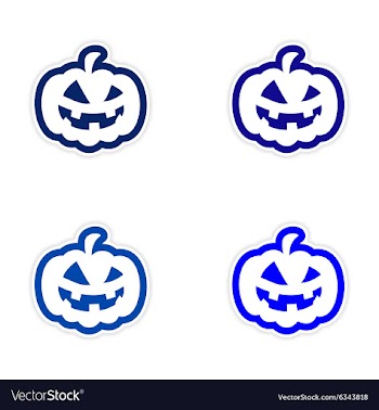 Assembly realistic sticker design on paper pumpkin vector image