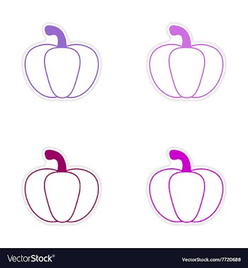 Assembly realistic sticker design on paper pumpkin vector image
