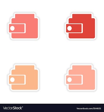 Assembly realistic sticker design on paper purse vector image