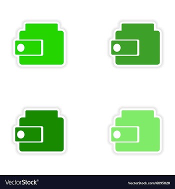 Assembly realistic sticker design on paper purse vector image