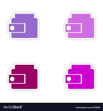 Assembly realistic sticker design on paper purse vector image