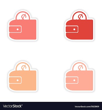 Assembly realistic sticker design on paper purses vector image