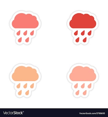 Assembly realistic sticker design on paper rain vector image