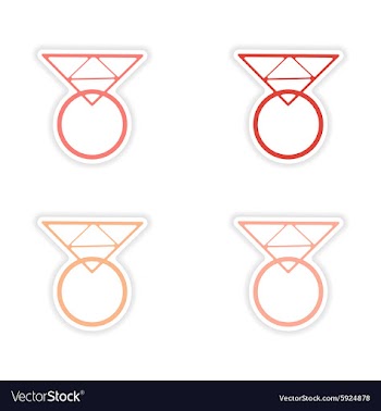 Assembly realistic sticker design on paper rings vector image
