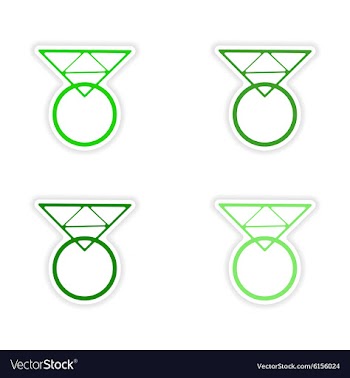 Assembly realistic sticker design on paper rings vector image
