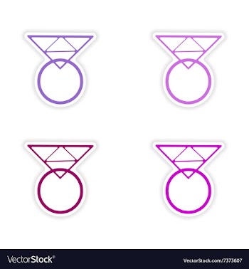 Assembly realistic sticker design on paper rings vector image