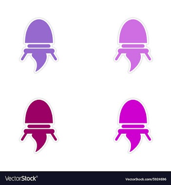 Assembly realistic sticker design on paper rocket vector image