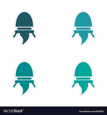 Assembly realistic sticker design on paper rocket vector image