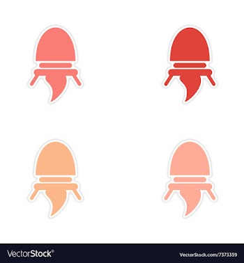 Assembly realistic sticker design on paper rocket vector image