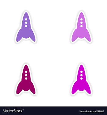 Assembly realistic sticker design on paper rockets vector image