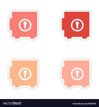 Assembly realistic sticker design on paper safes vector image