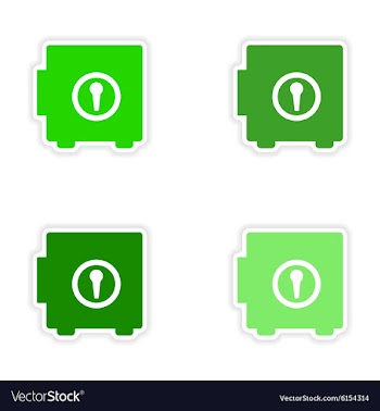Assembly realistic sticker design on paper safes vector image