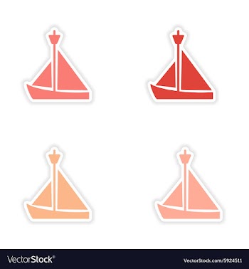 Assembly realistic sticker design on paper sailing vector image