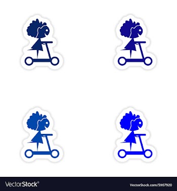 Assembly realistic sticker design on paper scooter vector image