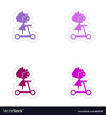 Assembly realistic sticker design on paper scooter vector image