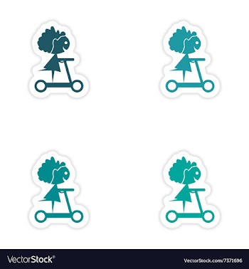 Assembly realistic sticker design on paper scooter vector image