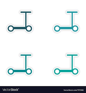 Assembly realistic sticker design on paper scooter vector image