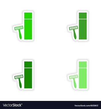 Assembly realistic sticker design on paper shaver vector image