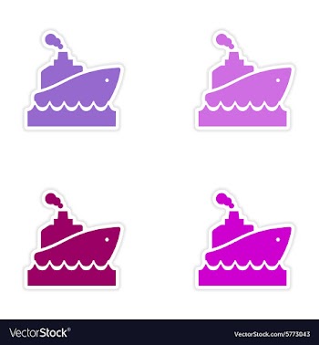 Assembly realistic sticker design on paper ship vector image