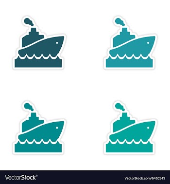 Assembly realistic sticker design on paper ship vector image